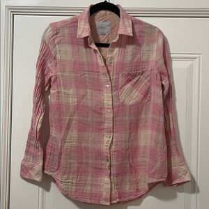 Rails Ellis Shirt in Rose Sand Ivory Organic cotton Gauze
size XS